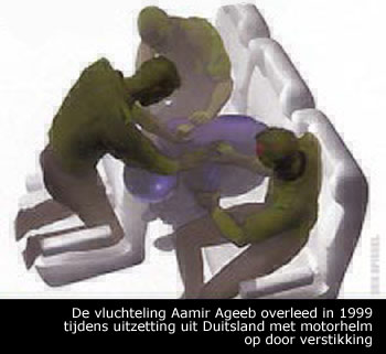 De vluchteling Aamir Ageeb overleed in 1999 tijdens uitzetting uit Duitsland met motorhelm op door verstikking